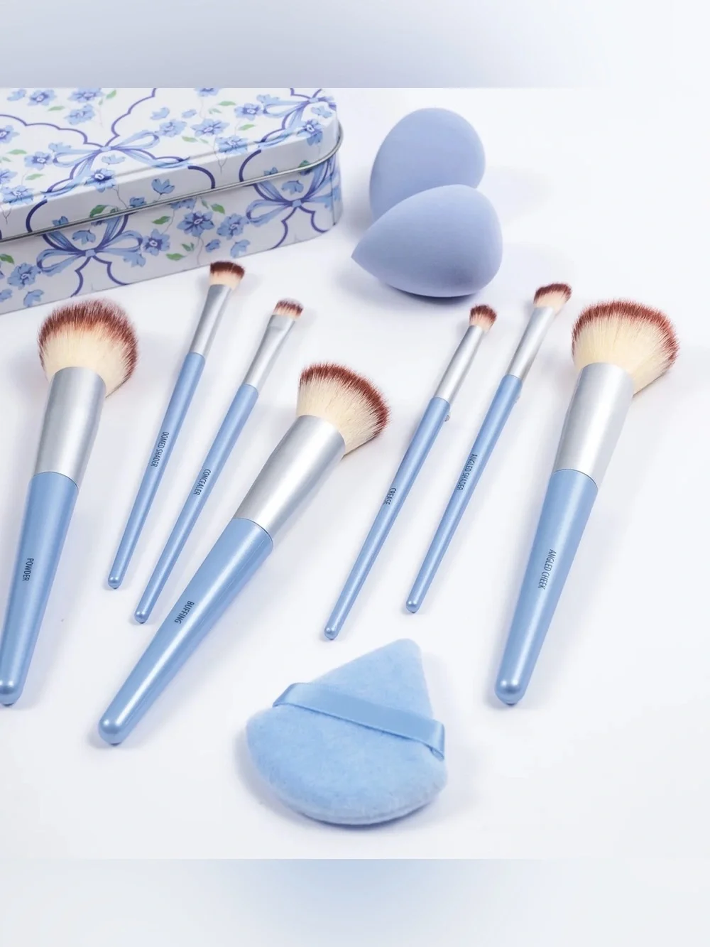 Primrose Powder Blue | 10pc Makeup Brush Tin